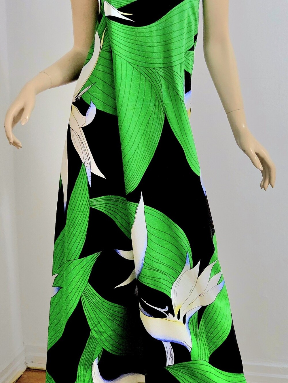 Vtg 60-70s Malihini Hawaii Vrap Dress Emerald Green - Picture 7 of 7